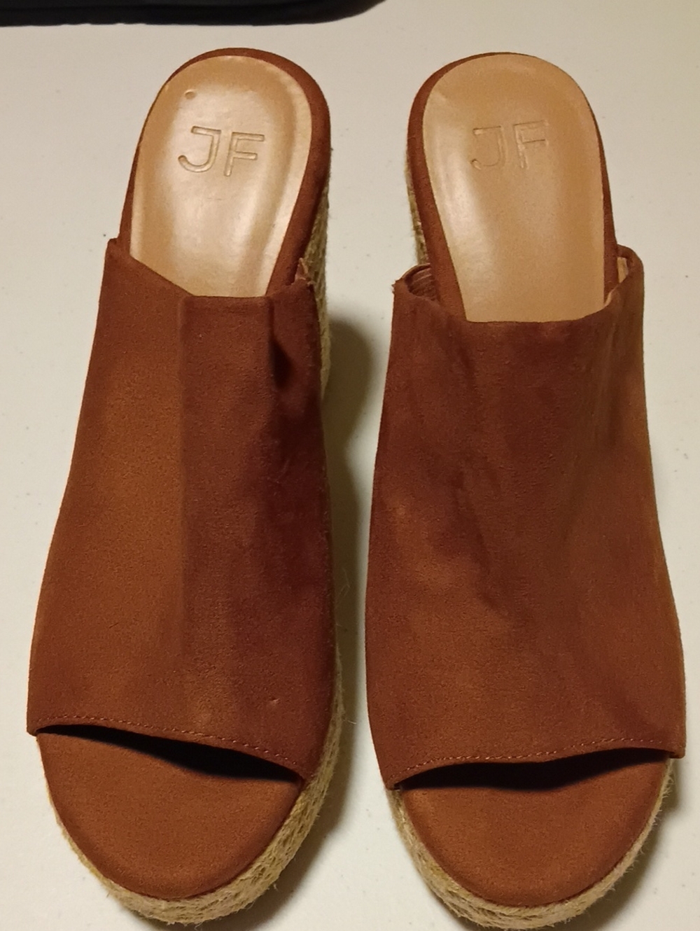 Naya Rust Suede Espadrille Wedge Mule